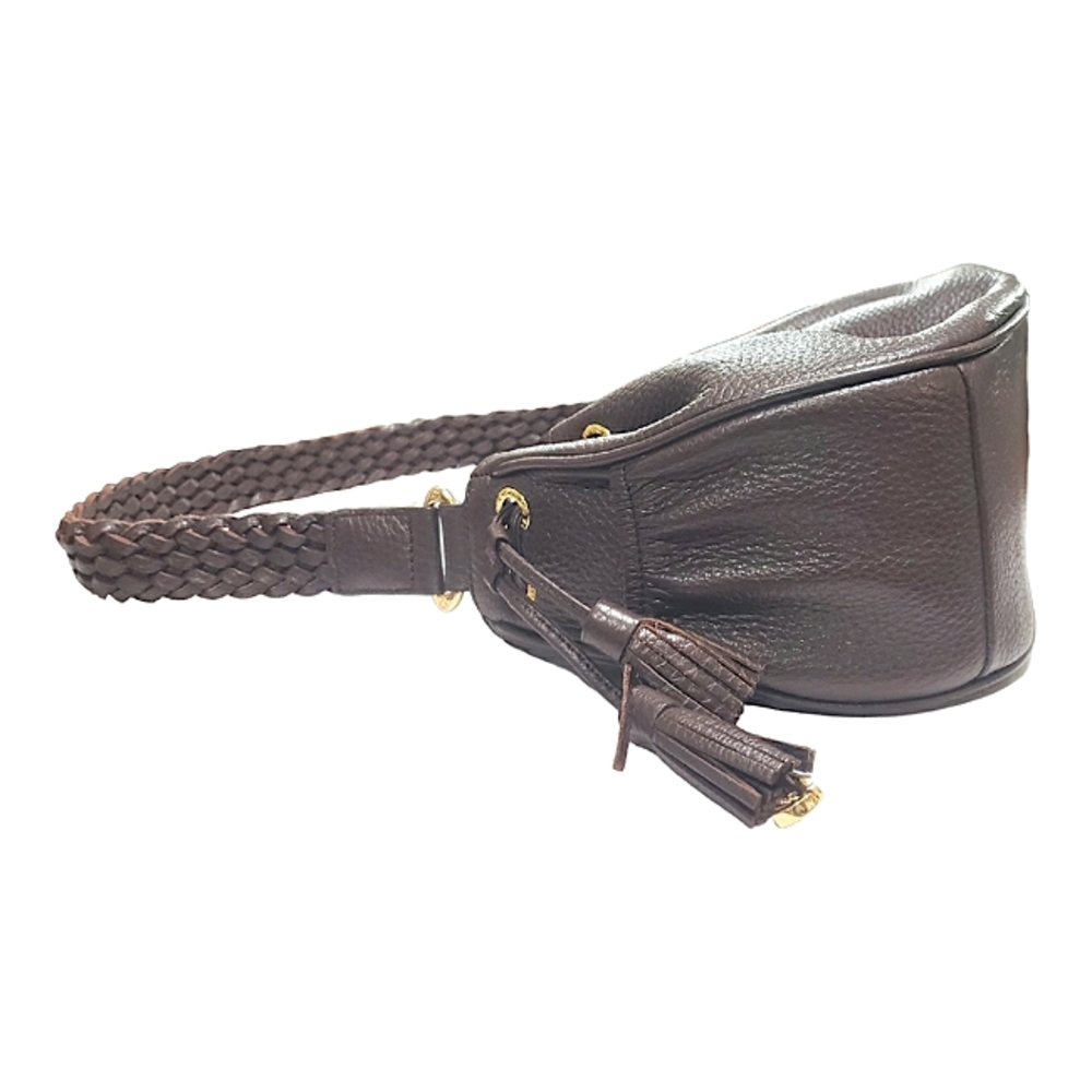 Lovcat Paris Brown Leather shoulder bag with tassels and gold charms - Picture 9 of 10